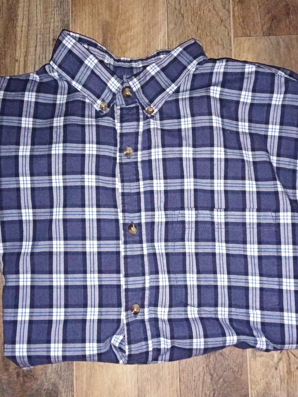 Old Navy Navy White Plaid Button-Down Shirt L